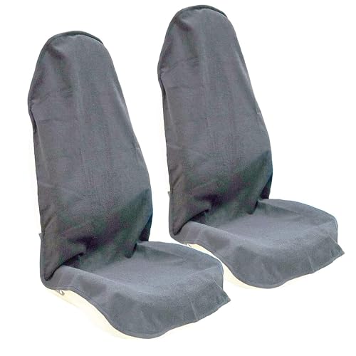 Image of Car Seat Cover Protector Front Seats,for Gym Workout,Running,Swimming,Beach and Hiking,Waterproof Sweat Towel Bucket Seat Covers for Cars SUV Trucks (Grey, 2Pcs)