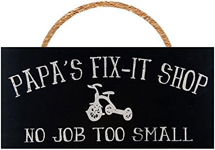 Man Cave and Garage Wall Decor Signs PERFECT GIFT FOR ANY GARAGE OR MAN CAVE DECOR FOR MEN (Dad's Fix-it Shop No Job Too Small)