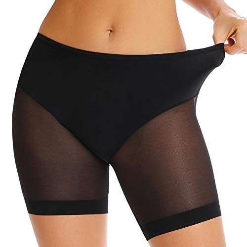 WOWENY Slip Shorts for Under Dresses Seamless Boy Shorts Underwear for Women Anti Chafing Thigh Bands (Black(mesh), x-Large)