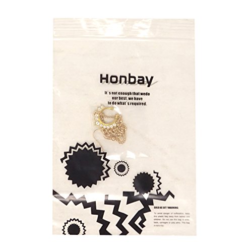 Honbay Fake Septum Ring Non Piercing Indian Nose Rings with Chain Nose to Ear Chain (Gold) by Honbay - Image 4