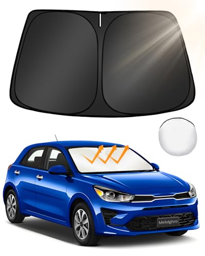 Mekdghro Custom Fit Windshield Sun Shade for Kia Rio 2018-2023, Foldable, Easy to Install & Store, Full Coverage, 210T Reflective Fabric, Blocks 99% of UV Rays