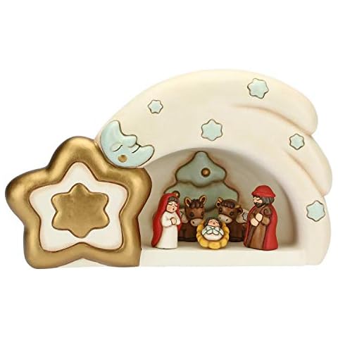THUN - Mini Classic Nativity Scene 2019 with Big Comet Star Hut - Ceramic - 20x10x18 cm Cover