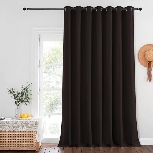 NICETOWN Patio Door Curtain Sound Blocking, Bedroom Privacy Room Divider Curtain, Thermal Insulated Blackout Closet Sliding Door Shade (1 Panel, 100" Wide x 120" Long, Toffee Brown)