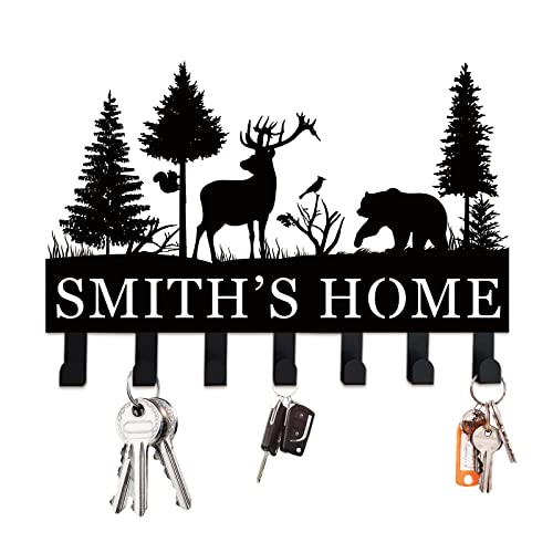 efcustomgifts Metal Deer Bear Cabin Key Holder for Wall, Key