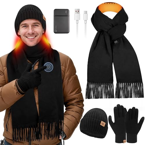 KLADNDER 3Pcs Heated Scarf Hat Gloves Set for Women Men with...