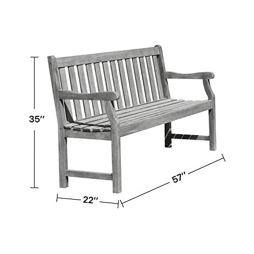 Vifah V1620 Atlantic 5-Foot Garden Bench, Grey-Washed - Thumbnail 4