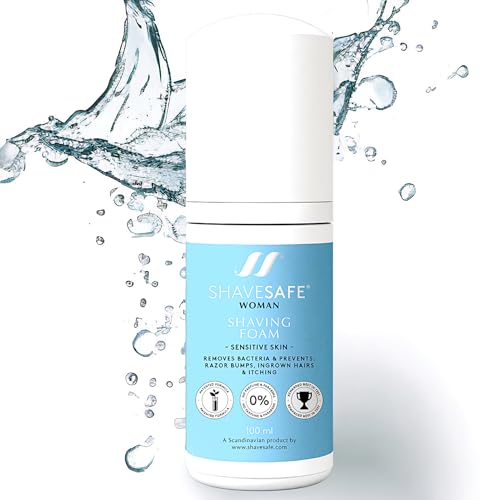 ShaveSafe Schiuma da Barba Pelli Sensibili per Donna - Shaving Foam for Women Sensitive Skin - Rimuove i Batteri e Previene Gli Urti del Rasoio, Ingredienti Antiallergici - Prodotto Scandinavo, 100ml