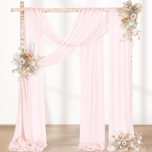 Voilage rose pour arche de mariage drapé anti-plis rideau de fête