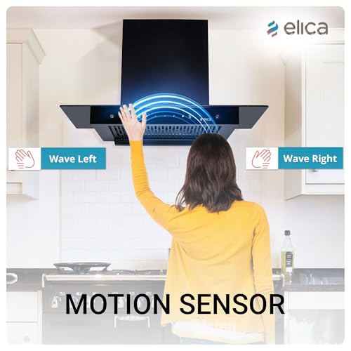 Image of Elica 75cm 1500 m3 /hr Filterless Autoclean Kitchen Chimney T-Shape with 15 Years Motor & 5 Years Comprehensive Warranty | FLAT FL 750 HAC LTW MS NERO | Black | Touch + Motion Sensor Control