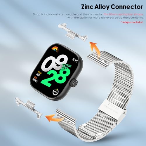 Metalen armband Xiaomi Redmi Watch 5/4 en Mi Band 8 Pro/9 Pro, roestvrij staal 304, verstelbaar 142-215 mm - Afbeelding 5