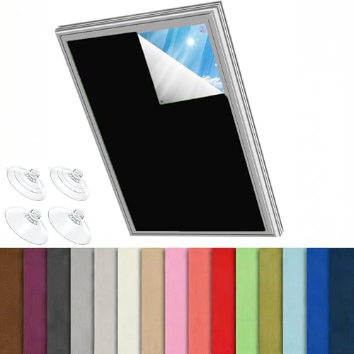 Munanmaoyi Blackout Skylight Blind for Roof Windows UV Protection with Suction Cups No Drilling Required Easy Installation Inch 29.9 W x 46.5 H