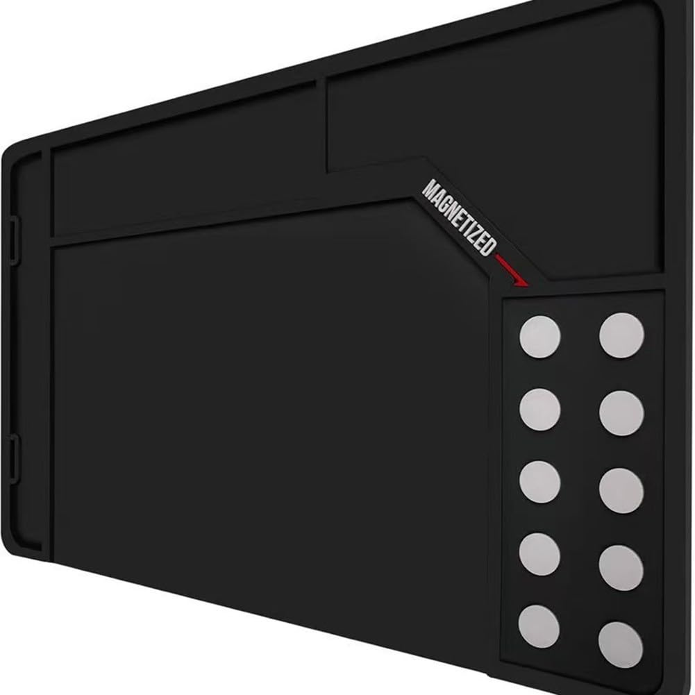 Tappetino antiscivolo a prova di olio con punti magnetici 900x300x4,5 cm nero