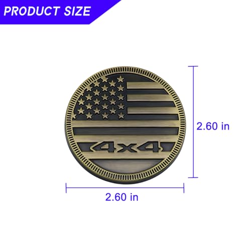 Image of American Flag Badge Car Emblems, 4 x 4 3D Metal Automotive Badge Decals, Round Car Emblem Stickers, Vehicle Exterior Decorative Accessories, Universal for RV, SUV, Truck (Brown)
