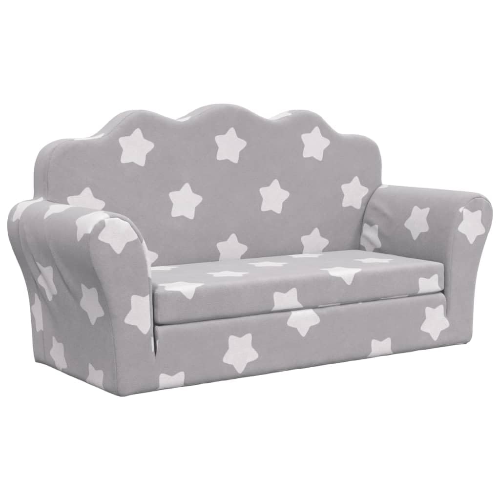vidaXL Divano Letto Bambini a 2 Posti Grigio Chiaro con Stelle Peluche