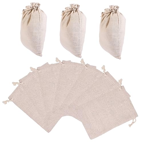 AUTSUPPL 10個 香料袋セット 再利用可能なバッグ 再利用可能なスパイスバッグ 小さな収納袋 濾し袋 骨スープ醸造 巾着袋 キッチン収納オーガナイザー 調味料ホルダー コットンリネン