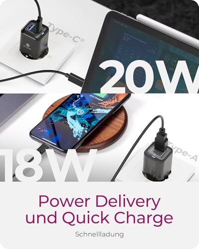 Icy Box Caricabatterie A 2 Porte Con 20W, USB-C & USB-A, Power Delivery 3.0, Quick Charge 3.0, Protezione Contro Surriscaldamento E Sovratensioni, IB-PS1020-PD - 4