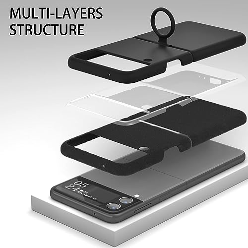 Image of MIDOS Back Cover Compatible with Samsung Z Flip 3 Silicone Case Full Protection Shock Proof Case for Samsung Galaxy Z Flip 3 (Black)