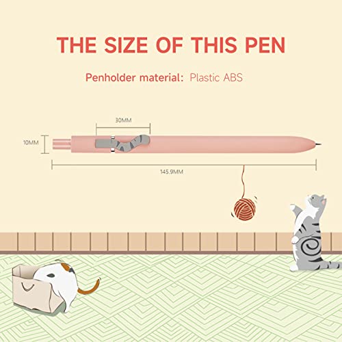 Image of UIXJODO Cat Pens, 8 Pcs 0.5mm Cute Kawaii Black Ink Fine Point Smooth Writing, High-End Series Cat's Tail Retractable for Journaling Note Taking