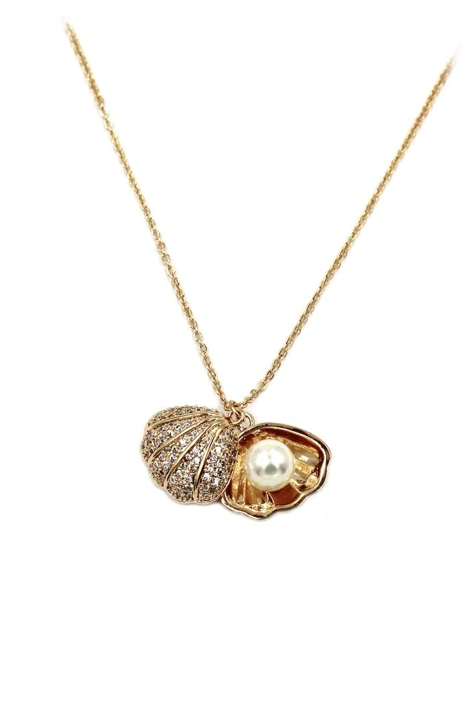 Seashell Pearl Necklace stainless steel for girls & women (Rose gold) (B0CFLV1MW9) Amazon Price History, Amazon Price Tracker