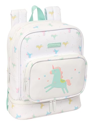 SAFTA PREESCOLAR UNICORNIO - Mochila Nevera Guardería, Nevera para Frío y Calor, Nevera Fácil de Transportar, Nevera Impermeable, Nevera para Excursión, 22x10x27 cm