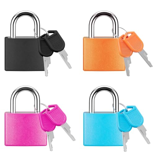Puroma Mini Suitcase Padlock with Keys 4 Pack 22mm Locker Locks Luggage Key Lock for School Gym Locker Laptop Bags Backpacks Diary Book (4 Colors)
