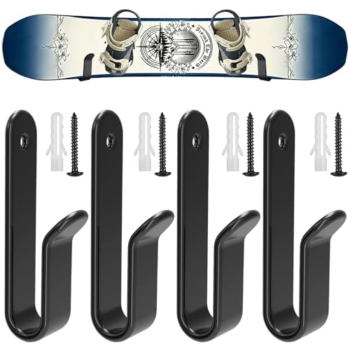 Uibkor 4 Pack Snowboard Wall Mount Clips, Horizontal Skateboard Wall