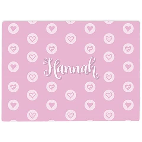 Shopagift Personalised Pink Hearts Glass Large Worktop Saver 39cm x 28cm Cover