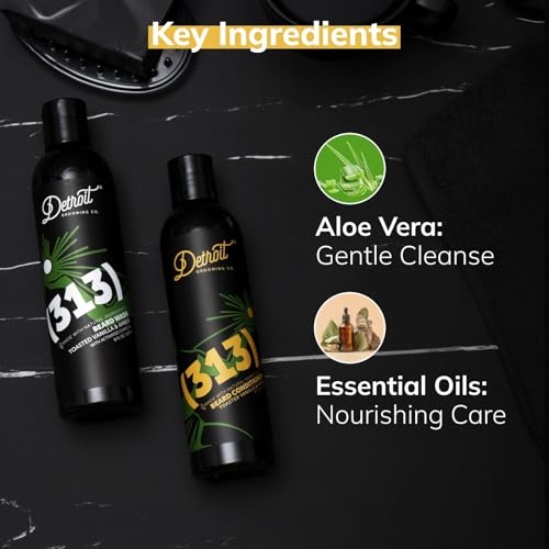 Detroit Grooming Co. Beard Wash and Beard Conditioner - Men's Kit - Softens, Strengthens, Moisturize, Infused w/Argan Oil, Apple Extract, & Aloe Vera - Toasted Vanilla Amber Scent - 313-8oz - Image 6