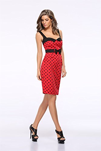 Shiratori Womens Tight Dot Print Pencil Dress Red XL4