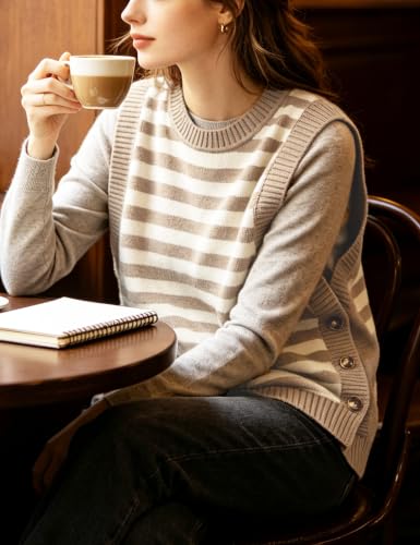Image of HangNiFang Women's Round Neck Sleeveless Pullover Ribbed Knit Sweater Vest