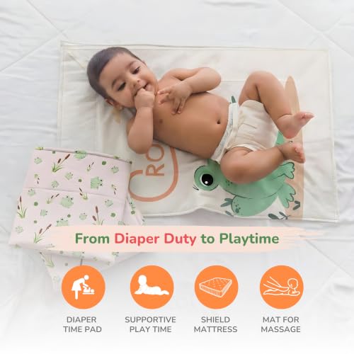 Image of Tidy Sleep Baby Changing Mat - Waterproof, Foldable, Padded Diaper Changing Sheets for Newborns & Infants - Little Frog (65 cm x 45 cm)