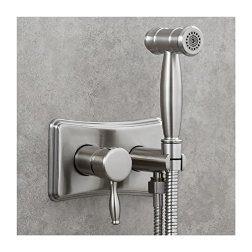 YTTS Bidet-Sprayer Für Toilette, Heiß- Und Kaltwasser-Bidet-Sprayer Wandmontierter Baby-Windel-Sprayer Messing-Hand-Bidet-Sprayer Für Die Persönliche Hygiene,Brushed