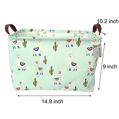 Image of Rectangle Storage Basket Cute Canvas Organizer Bin for Pet /Children Toys, Books, Clothes Perfect for Rooms /Playroom (Alpaca)