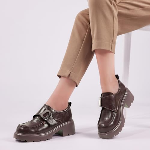 Image of Loafers for Women Platform Chunky Loafers Hook and Loop Casual Dressy Shoes