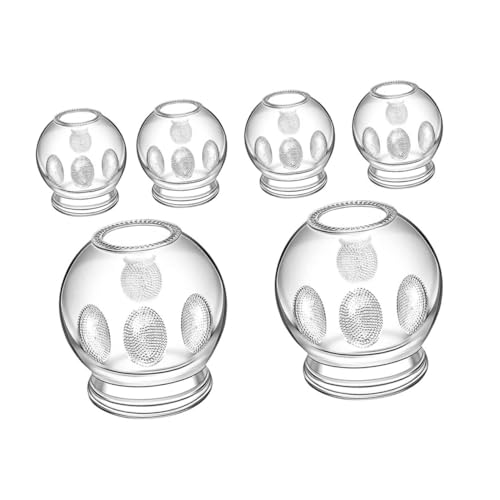 Yardenfun 6 pièces Kit Ventouses Verre Épaissi pour Thérapie par Cupping Soulagement Douleurs Dos Massage Corps et Circulation Sanguine Outil Maison et Usage Facile et Sécurisé