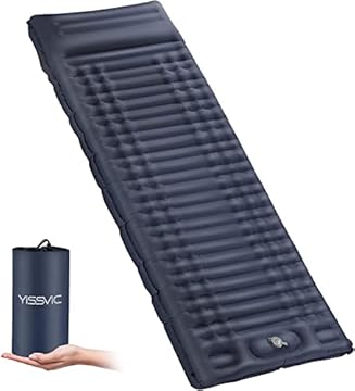 Yissvic Materassino da campeggio autogonfiabile con pompa a pedale, cuscino ultraleggero, per escursioni all'aperto, colore: turchese