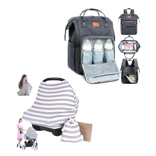 Image of KeaBabies Diaper Bag Backpack and Car Seat Covers for Babies - Waterproof Multi Function Baby Travel Bags - Nursing Cover, Baby Car Seat Cover, Nursing Covers for Breastfeeding, Carseat Cover