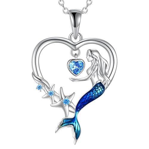 Collier sirène pendentif bleu étoile de mer bijoux fantaisie océan fille