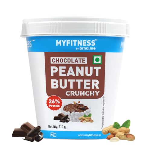 MYFITNESS Peanut Butter Chocolate Spread Crunchy 510g | 23g Protein & 9g Fiber | Tasty & Healthy Nut Butter Spread for Breakfast & Snacks | Cholesterol Free | Zero Trans Fat | Crunchy Peanut Butter