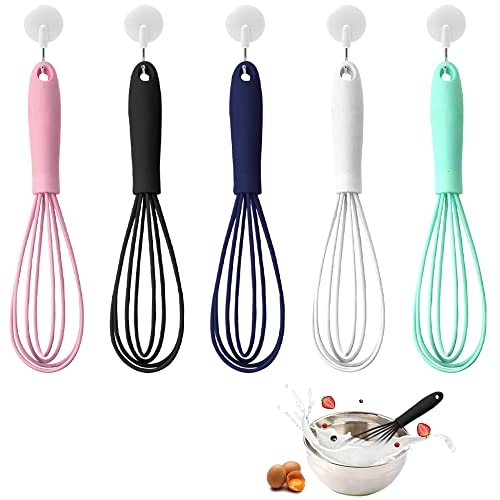Mini Silicone Whisks, 5 Pack Kitchen Small Whisks Set, Egg Beater For Cooking Blending Whisking Beating Stirringbaking, High Heat Resistant To 500°F And Not Damage Cookware #TOP1