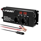 Spannungswandler 12V 230V 1500W Wechselrichter mit 2 Steckdose und 4 USB LED Spannungsanzeige