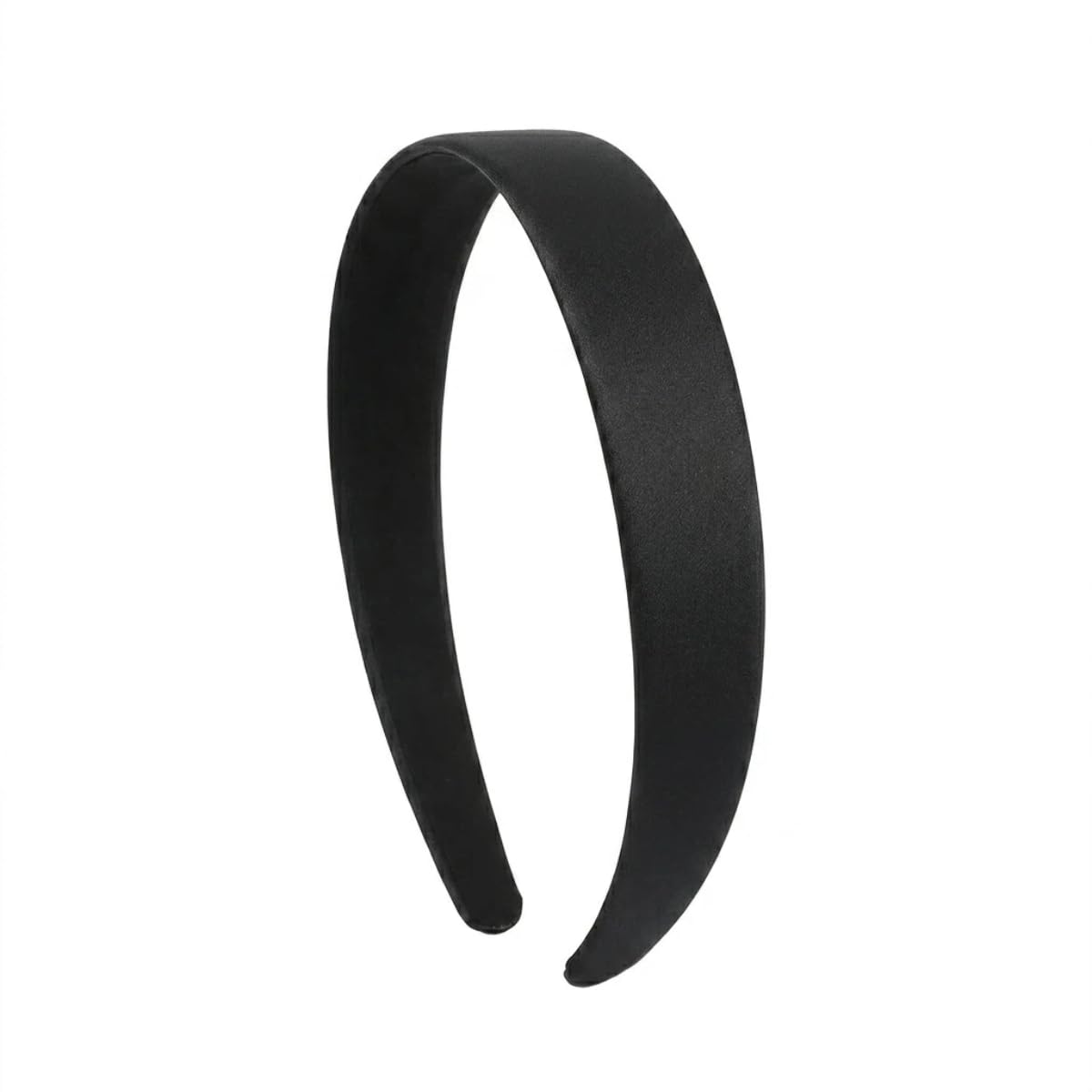 Black 1 Inch Satin Hard Headband for Women Girls Hair Band