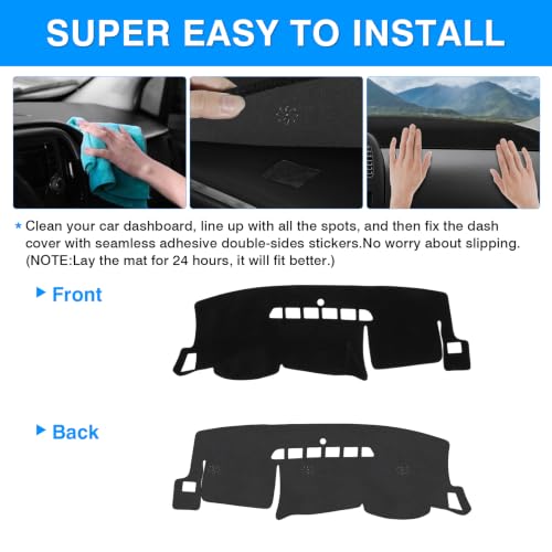 Image of Autorder Dashboard Cover Mat for 2007-2013 Chevy Chevrolet Silverado&GMC Sierra 1500 /2500HD /3500HD with Two Glove Boxes Accessories Dash Cover Upgrade Polyester Dash Mat