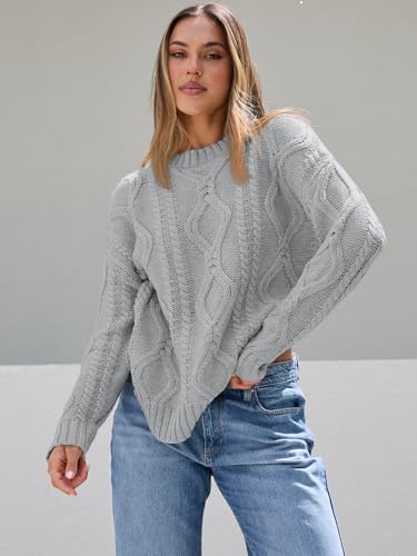 Image of Trendy Queen Women's Oversized Cable Knit Crewneck Sweaters