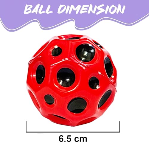 Image of MF Super Bouncy Rubber Moon Ball Toy for Kids and Adults with Craters - High Bounce, Textured Grip, Perfect for Playtime Fun - Soft Foam Ball (Pack of 1) Multicolor.