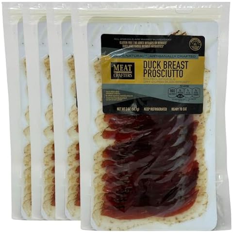 MeatCrafters Sliced Duck Breast Prosciutto, Dry Cured, Antibiotic Free, All Natural Meat, 2oz (4-Pack) Cover