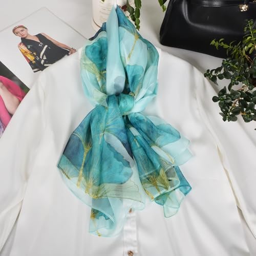 100% Mulberry Silk Women's Neck Silk Scarf-Lightweight Shawl,FLoral Print Oblong Beach Silk Wrap-Scarves for Photography4
