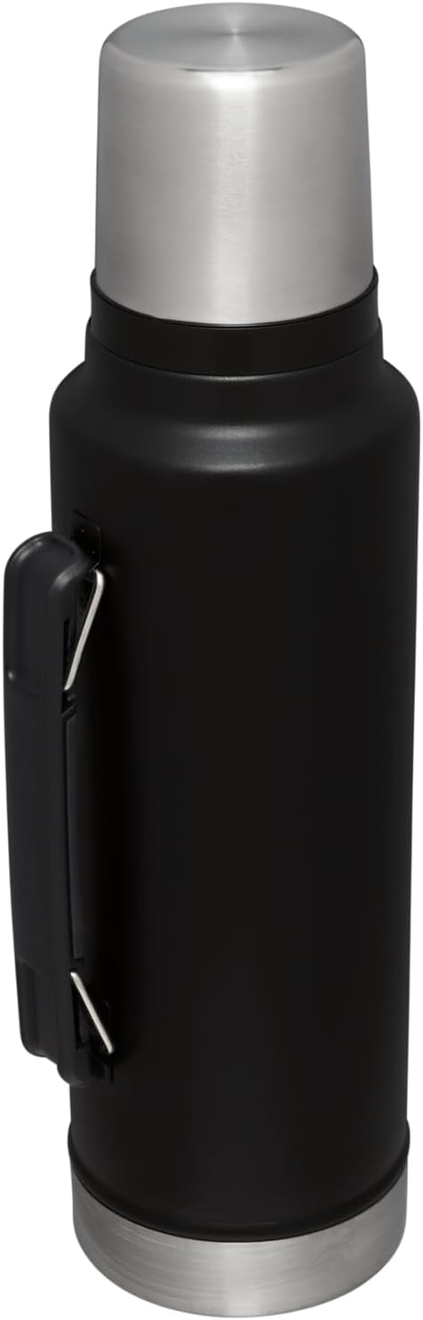 Stanley Classic Legendary Vacuum Bottle 1.5 qt Wide Mouth with Leakproof Cup Lid Keep Drinks Hot or Cold Packable for Travel Insulated Stainless Steel Thermal Bottle BPA-Free Black 2.0