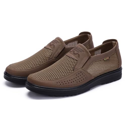 Men's Casual Slip-on Loafers Boat Shoes Lightweight Comfortable Wide Width Soft Sole Walking Shoes Mesh Dad Hiking Shoes Soft Sneakers