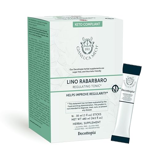 Gianluca Mech - Keto Compliant Rhubarb Flax Regulating Tonic, Food Supplement, Diuretic in Sticks, 16x30ml